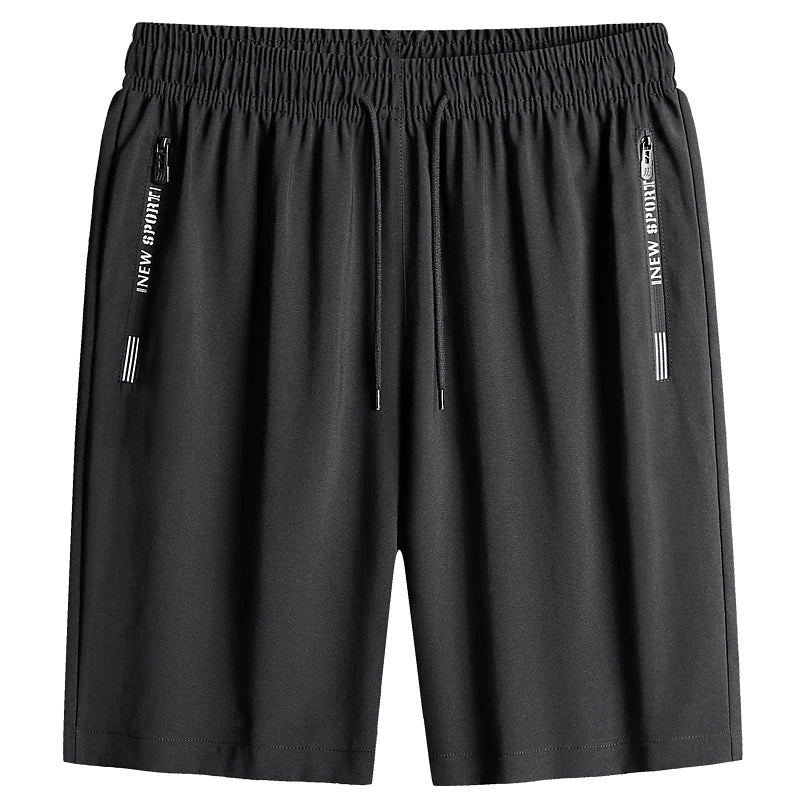 New Fashion Sports Shorts Men Elastic Waist Shorts Male Breathable Quick Dry Comfortable Men's Short Pants Men Bottom Black XXXL