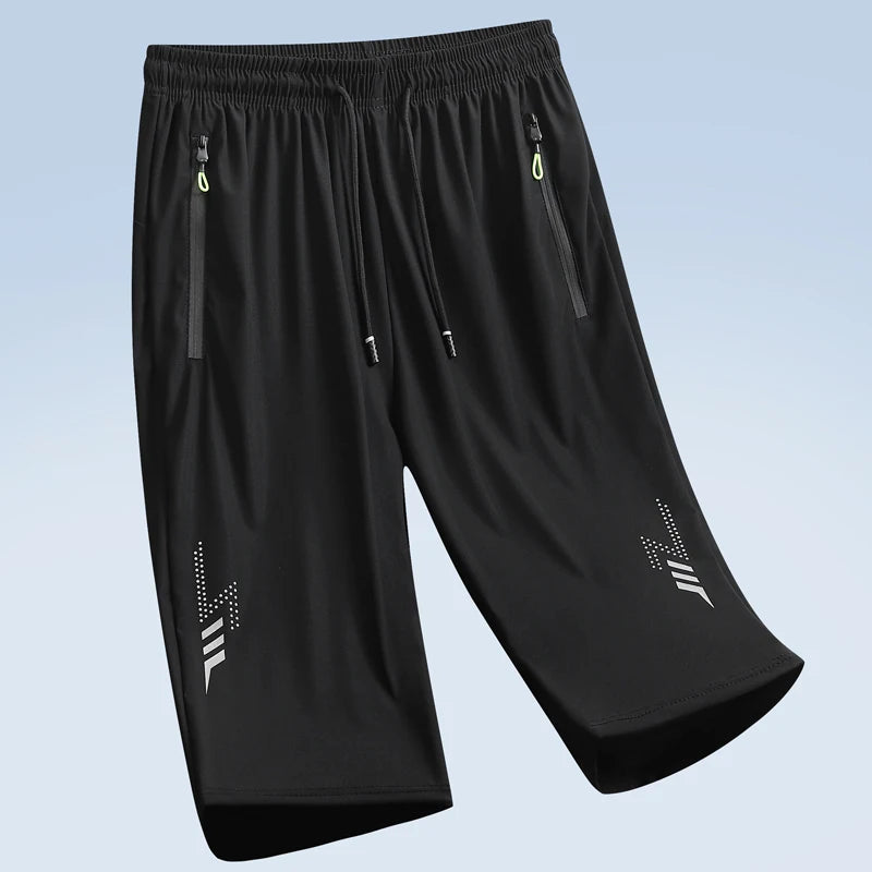 New Fashion Sports Shorts Men Elastic Waist Shorts Male Breathable Quick Dry Comfortable Men's Short Pants Men Bottom Black XXXL