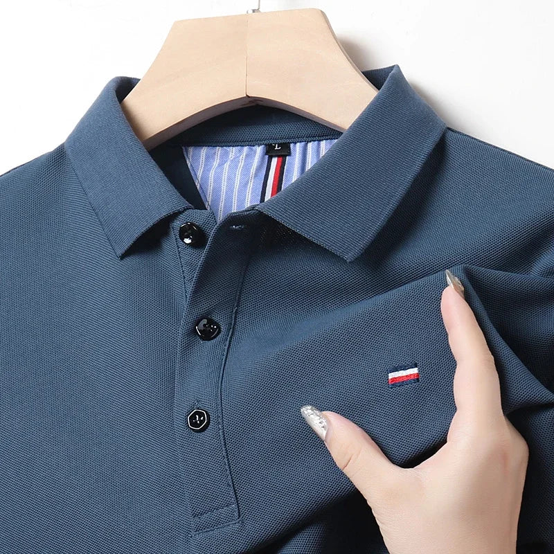 Men's Casual Fashion Breathable Polo Shirt Comfortable Embroidered Top for Business And Leisure
