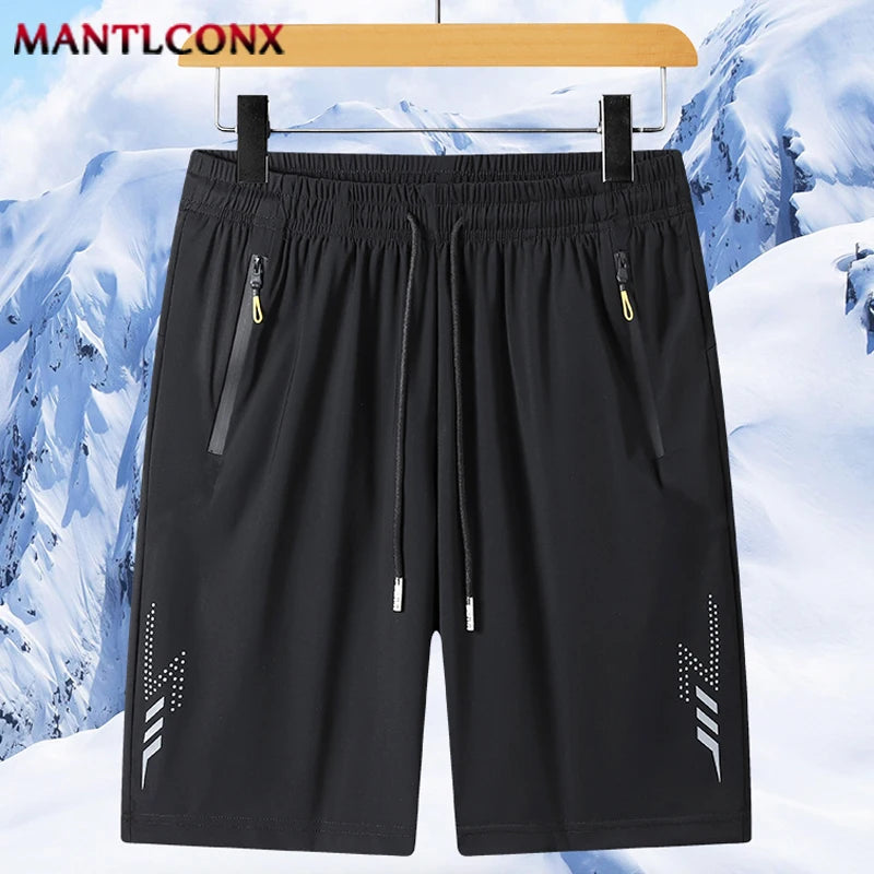 New Fashion Sports Shorts Men Elastic Waist Shorts Male Breathable Quick Dry Comfortable Men's Short Pants Men Bottom Black XXXL