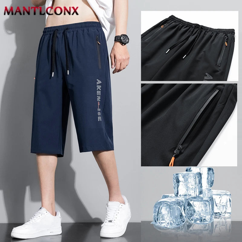 New Fashion Sports Shorts Men Elastic Waist Shorts Male Breathable Quick Dry Comfortable Men's Short Pants Men Bottom Black XXXL