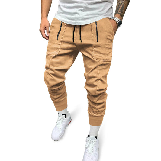 Soild Men'S Sweatpants Pocket Fashionable Bunched Feet Casual Pants For Male Elastic Waist Fitness Pants Tether CalçA Masculina