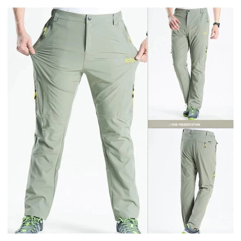 Longe Summer Quick Dry Hiking Pants Men Stretch Waterproof Tactical Pants Zipper Pockets Trousers Lightweight Fishing Pants