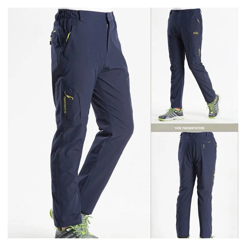 Longe Summer Quick Dry Hiking Pants Men Stretch Waterproof Tactical Pants Zipper Pockets Trousers Lightweight Fishing Pants